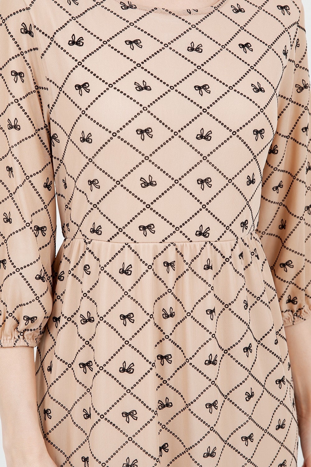 Bow Allure Dress In Beige. Sizes S - 3X