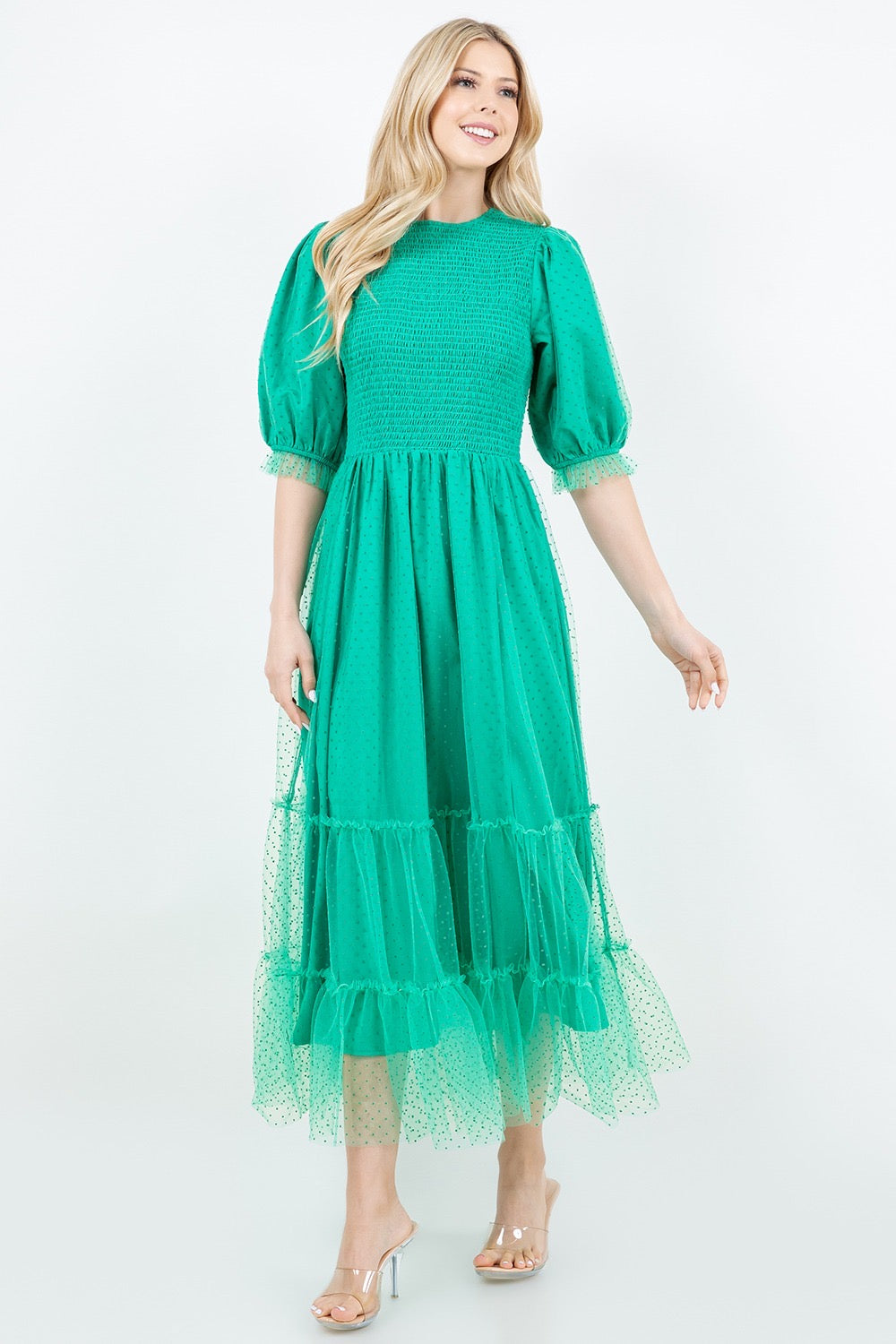 Embraced In Tulle In Emerald Green