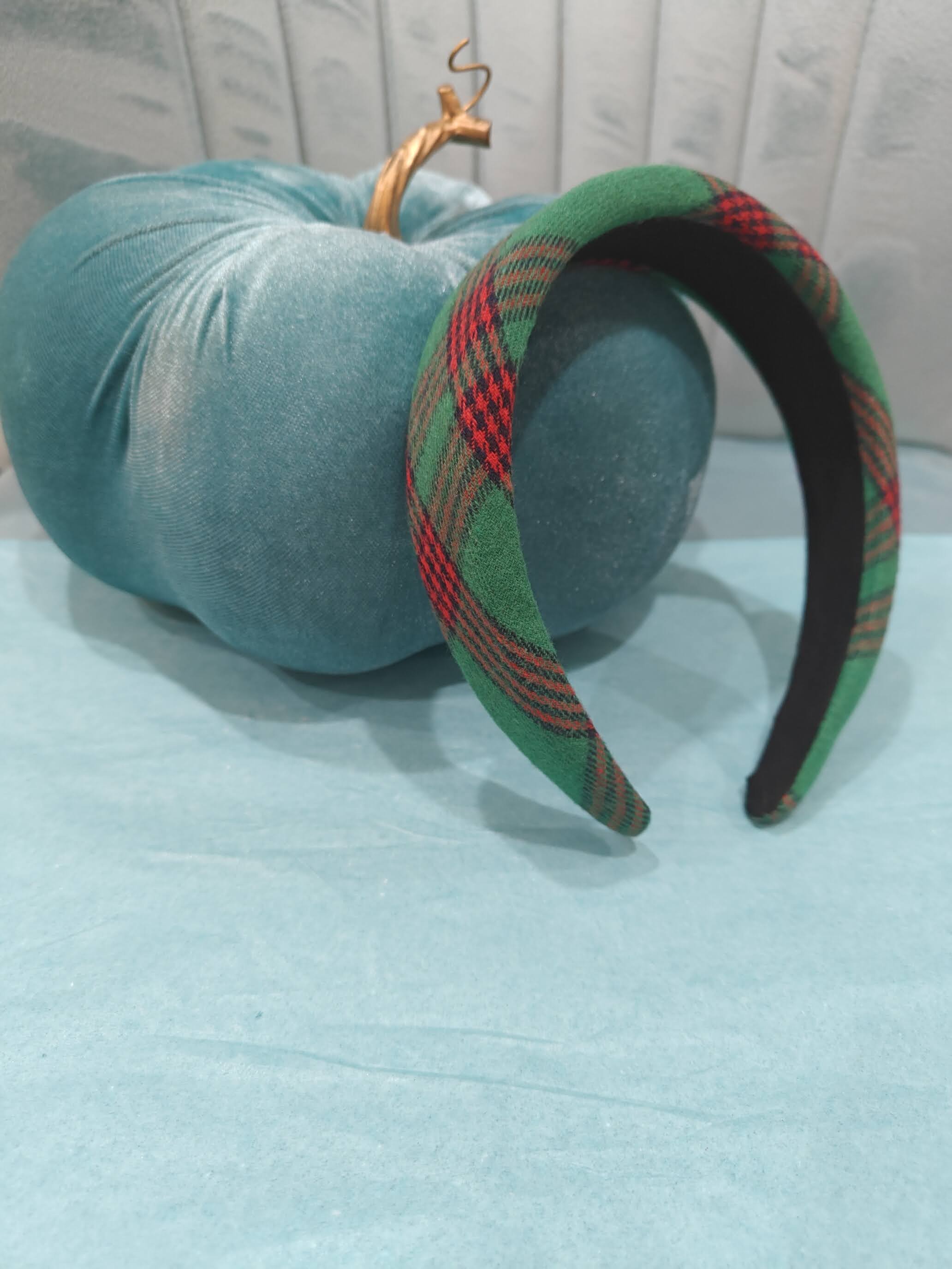 Holiday Celebration Headband in Green Plaid