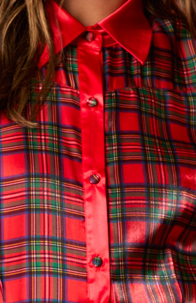 Detail View of Plaid Buttons - Holiday Festivity Dress