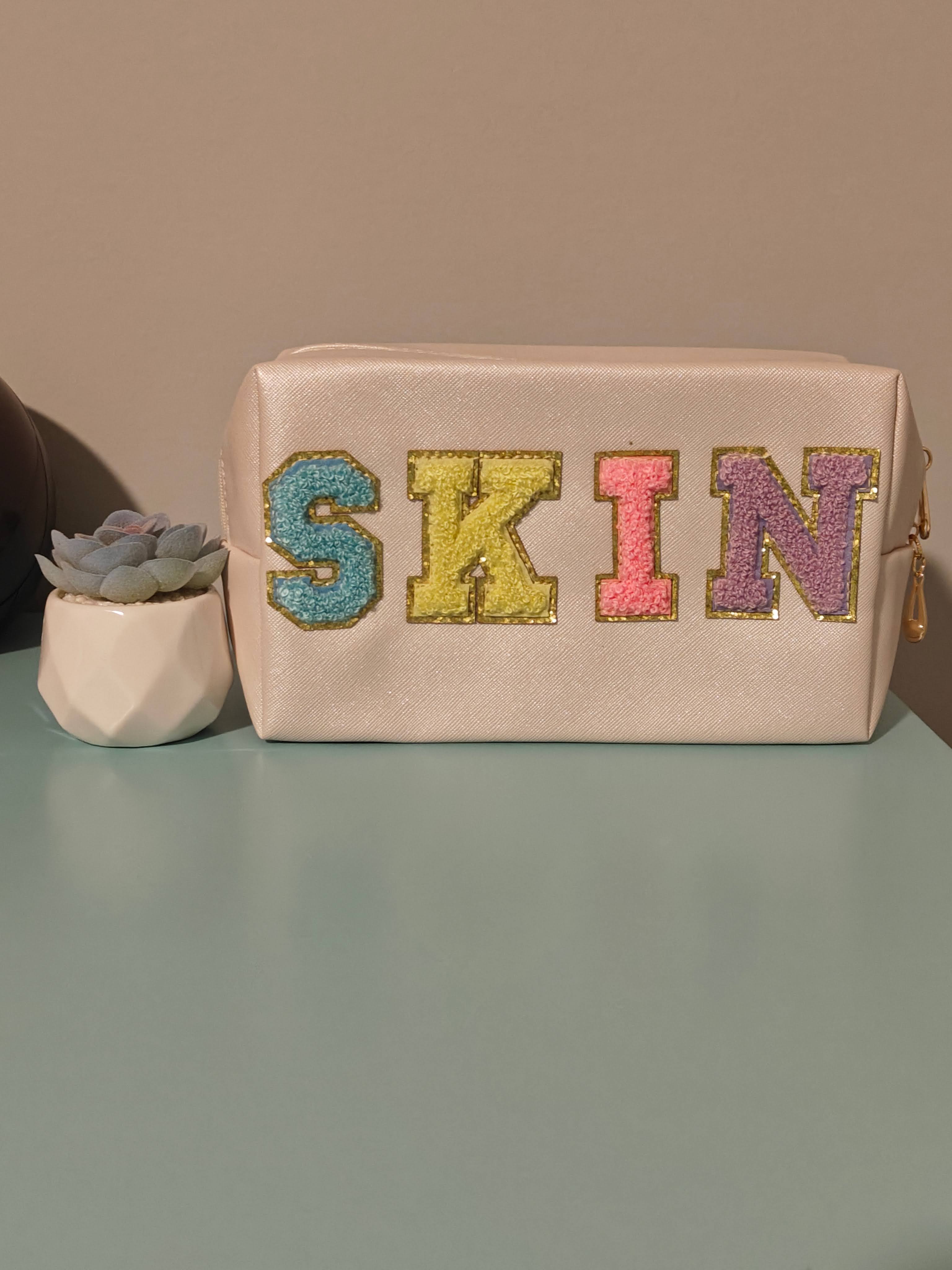 Skin Bag - Two Zippers - White Design with Skin Print on One Side of Bag