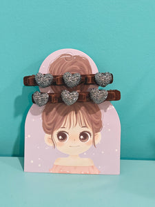 Brown Color - Your Sparkly Heart Barrette Set