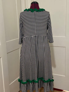 Emmeline Dress in Houndstooth & Kelly Green - Blessed To Bless Boutique