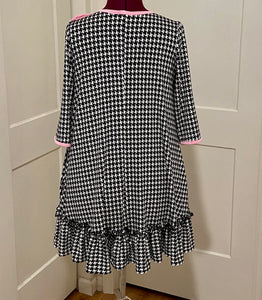 Houndstooth Elegance Tunic With Pink Bow - Blessed To Bless Boutique